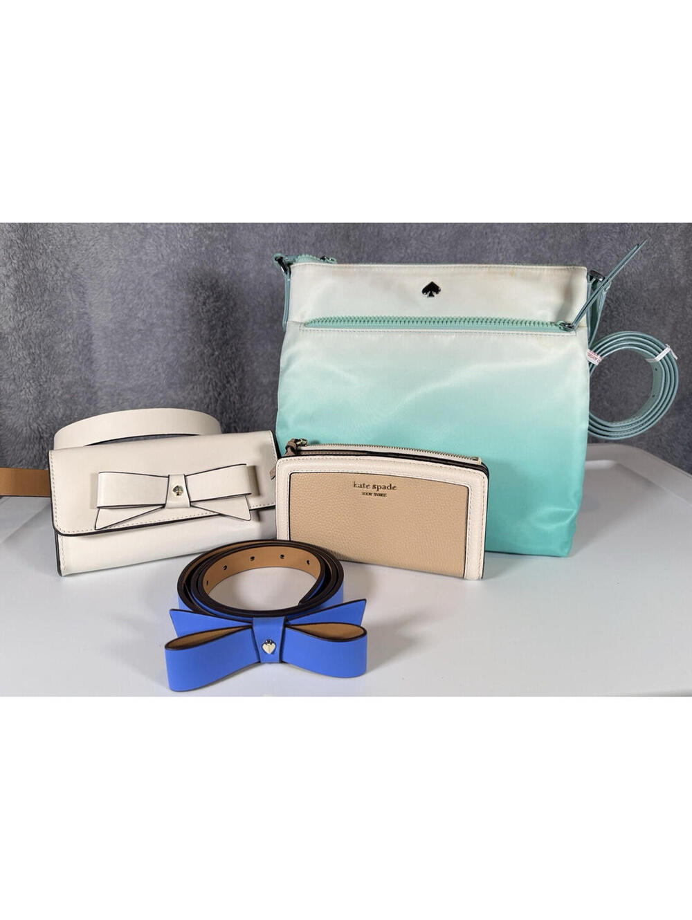 Kate Spade 4 pc Lot Bag Wallet Belt Ombre Jae Crossbody Bow Fanny Pack Knot Slim